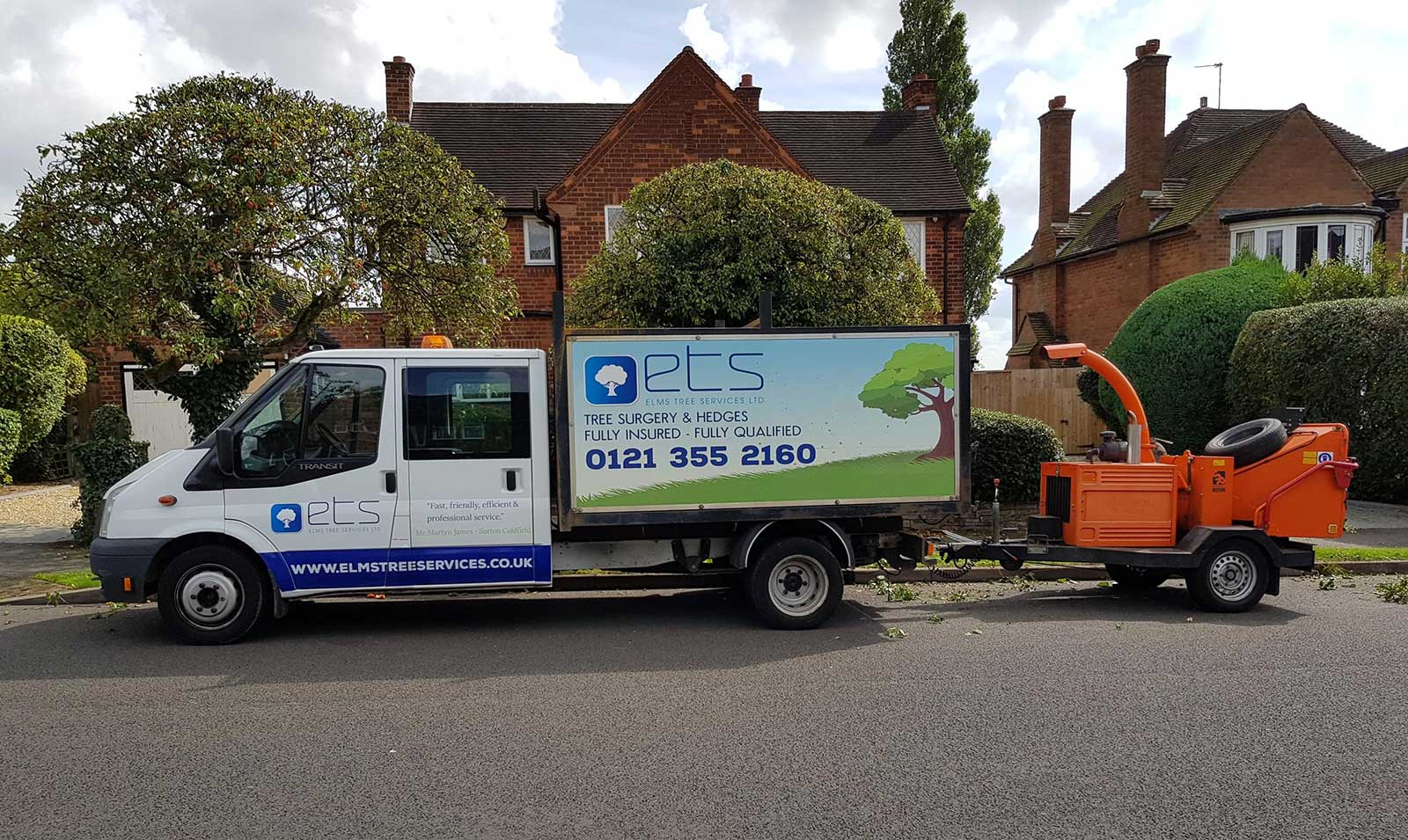 Elms Tree Services branded van — professional tree surgeons serving Sutton Coldfield and the West Midlands